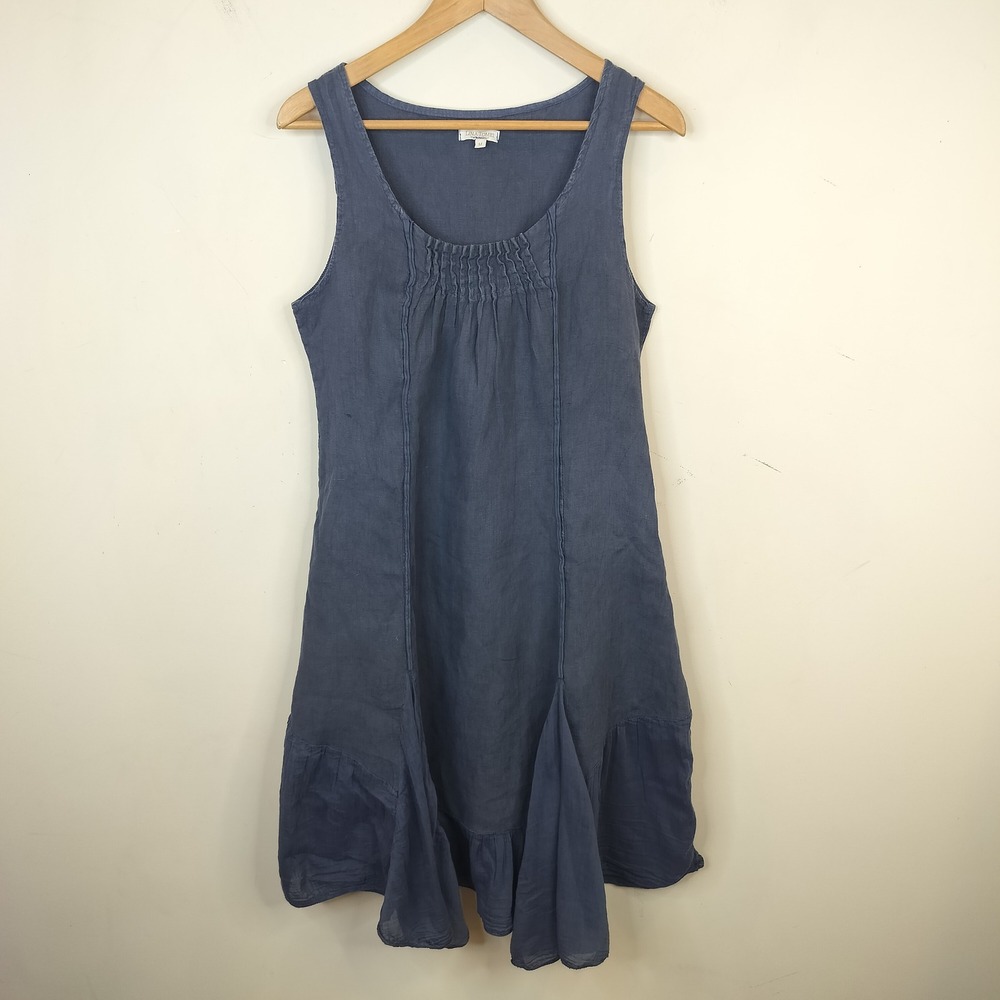 Lina Tomei Linen Midi Dress Medium Sleeveless Lagenlook